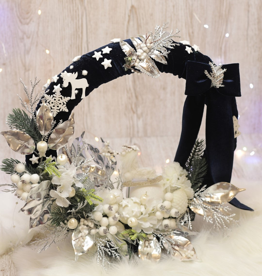Coroniță de crăciun albă Florete - Flori online Iasi