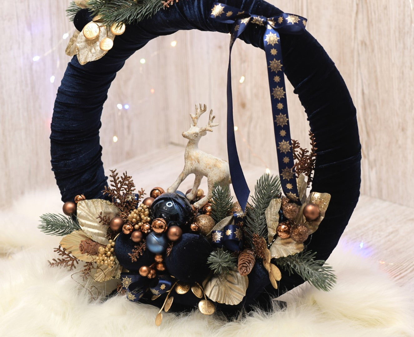 Coroniță de crăciun albastră Florete - Flori online Iasi