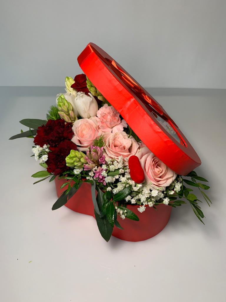 Cutie inimă roșie Florete - Flori online Iasi