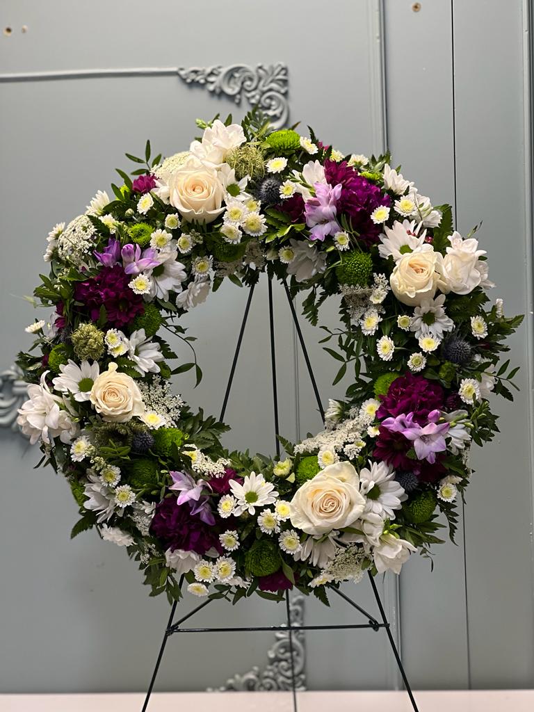Coroană funerară rotundă Florete - Flori online Iasi