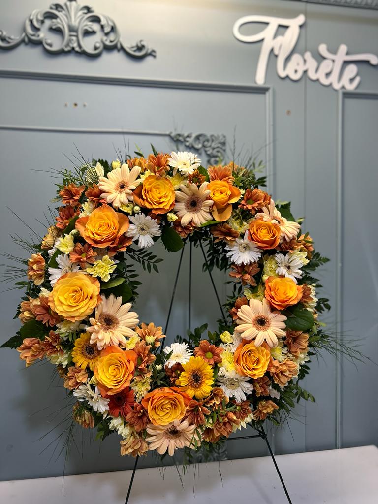 Coroană funerară rotundă Florete - Flori online Iasi